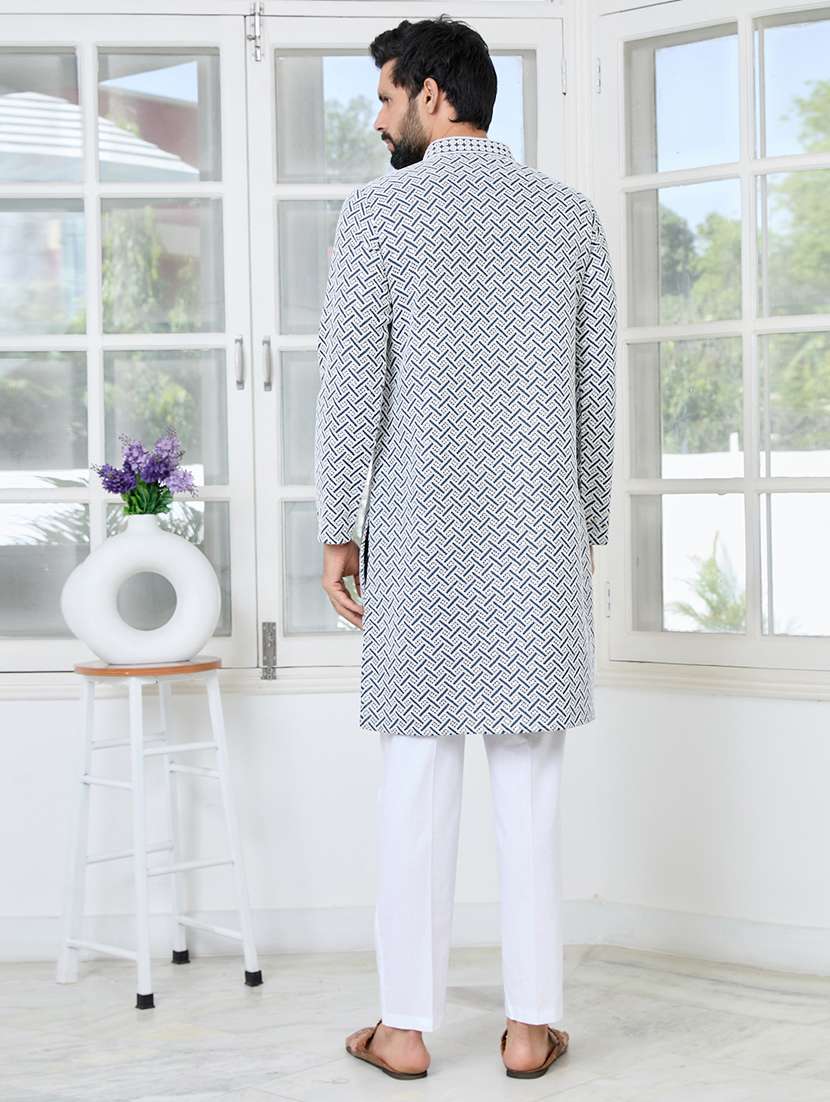 men mandarin neck long sleeve short kurta - 22392507 -  Standard Image - 5