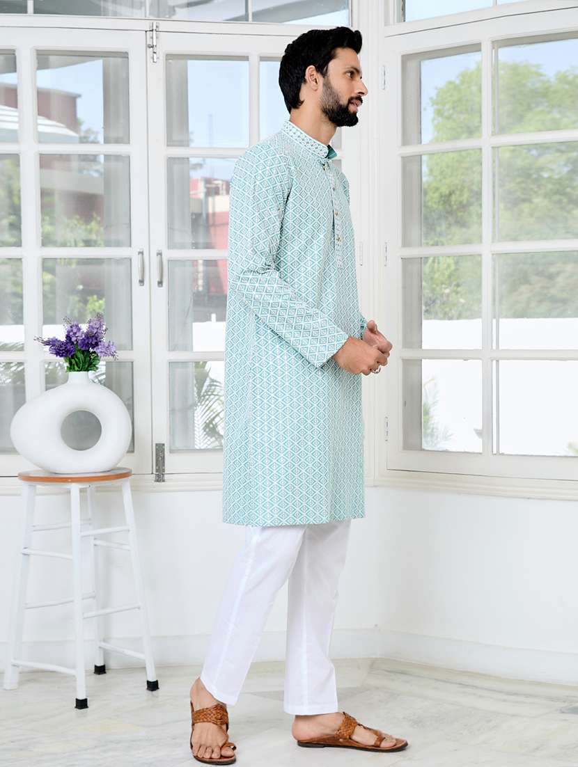 men mandarin neck long sleeve short kurta - 22392510 -  Standard Image - 3