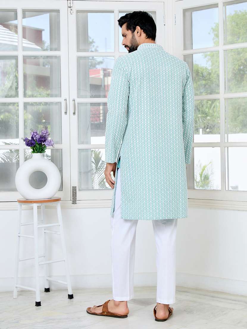 men mandarin neck long sleeve short kurta - 22392510 -  Standard Image - 5