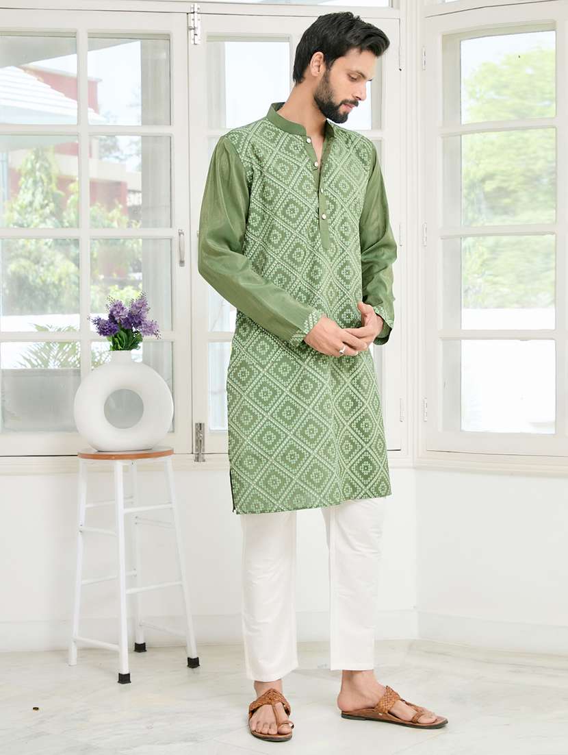 men mandarin neck long sleeve kurta - 22392513 -  Standard Image - 3