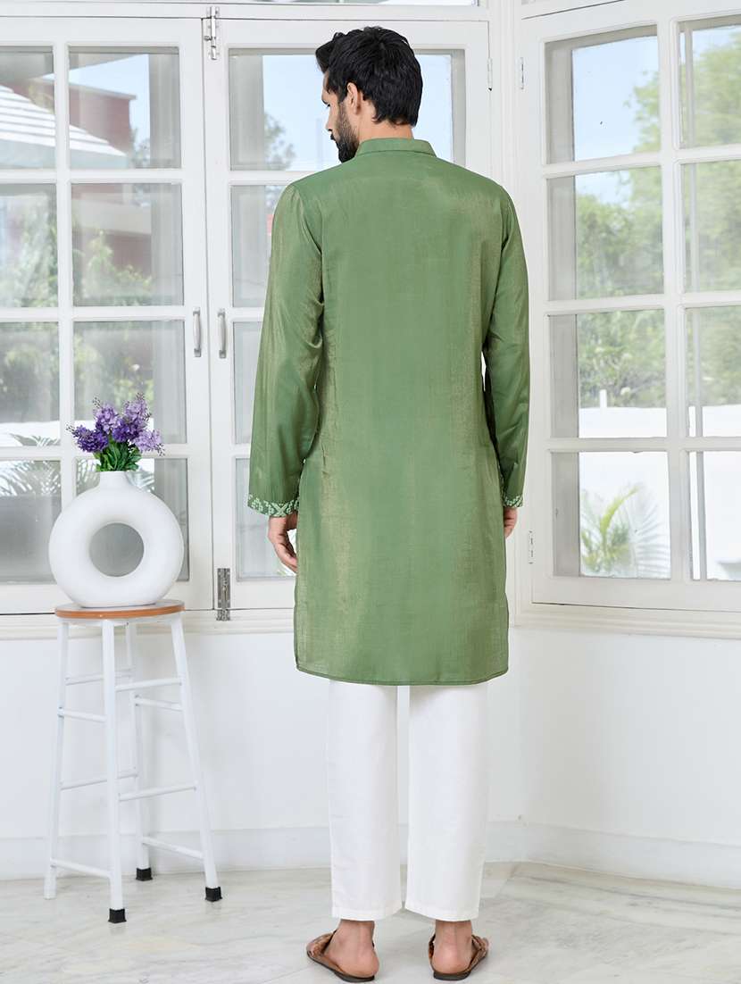 men mandarin neck long sleeve kurta - 22392513 -  Standard Image - 5