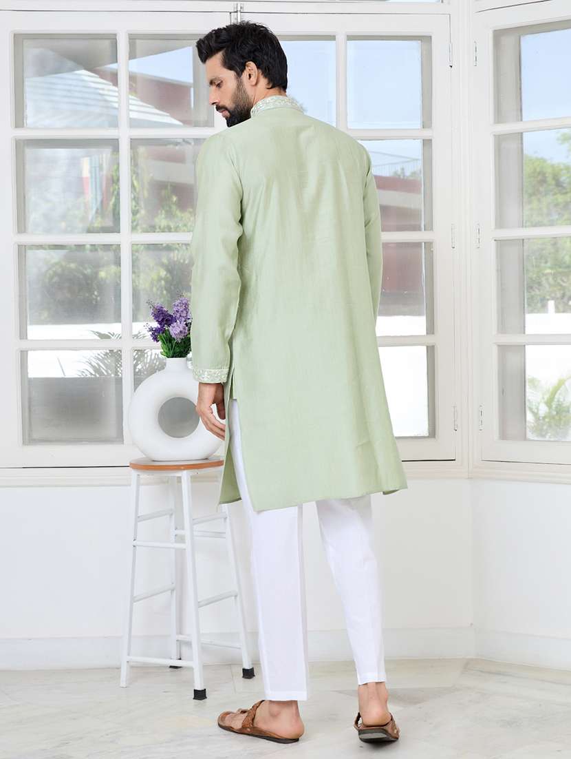 men mandarin neck long sleeve kurta - 22392515 -  Standard Image - 5