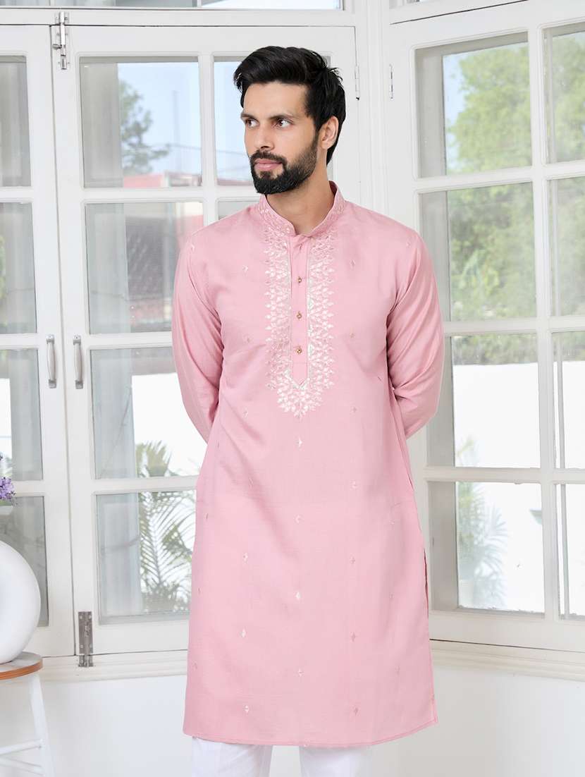 men mandarin neck long sleeve kurta