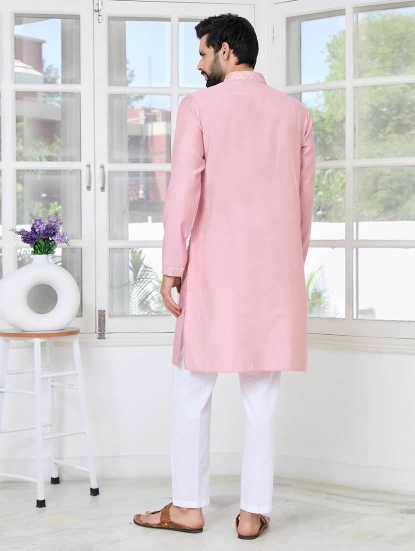 men mandarin neck long sleeve kurta - 22392517 -  Standard Image - 5