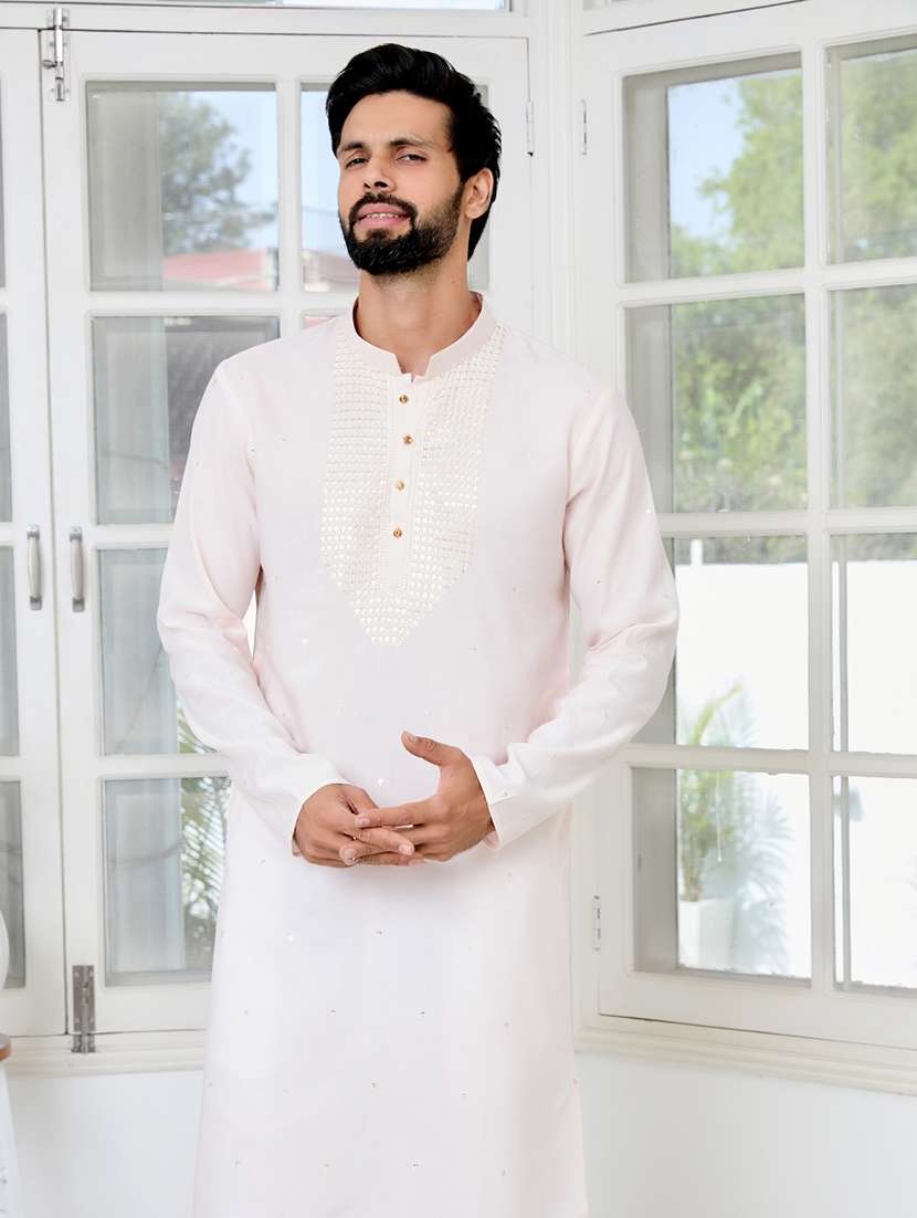 men mandarin neck long sleeve kurta