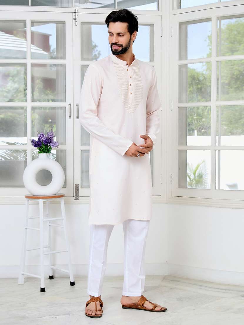men mandarin neck long sleeve kurta - 22392518 -  Standard Image - 3