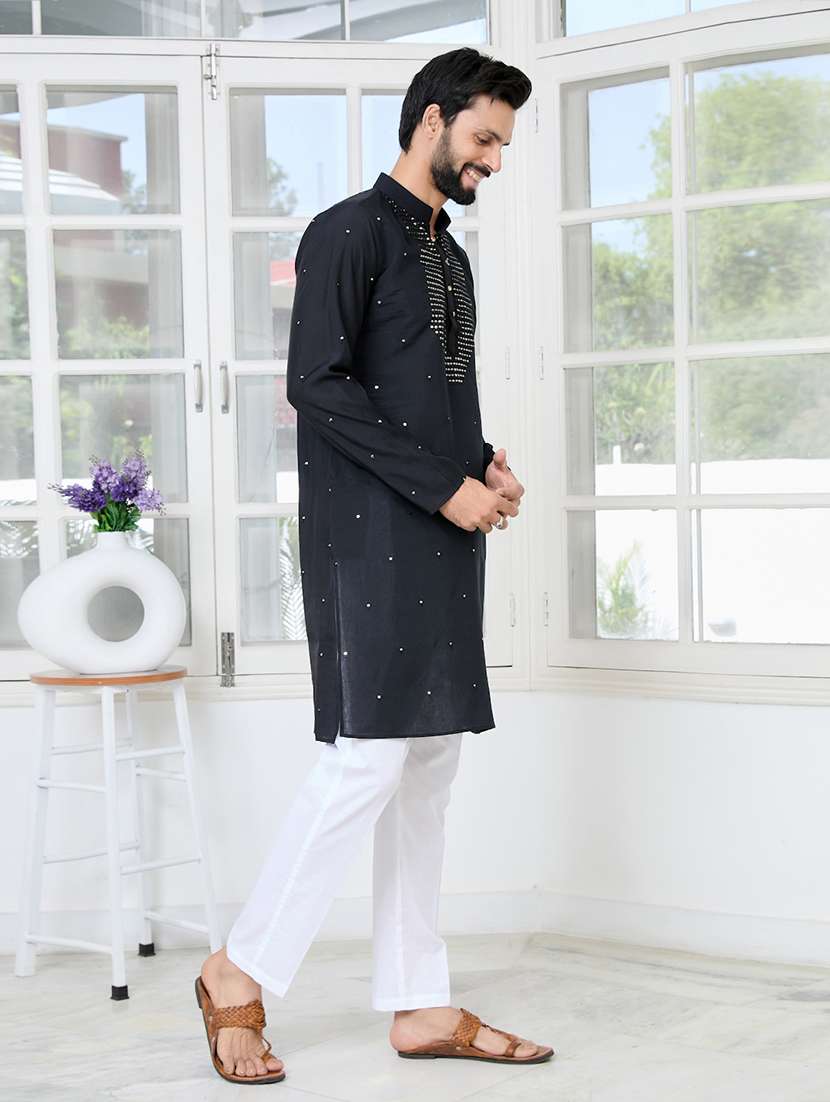 men mandarin neck long sleeve kurta - 22392520 -  Standard Image - 3