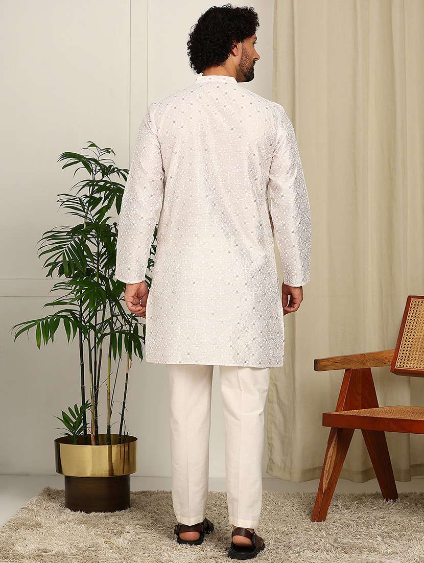 men mandarin neck long sleeve kurta - 22392584 -  Standard Image - 5
