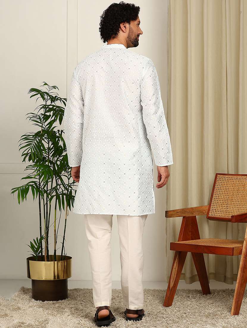 men mandarin neck long sleeve kurta - 22392585 -  Standard Image - 5