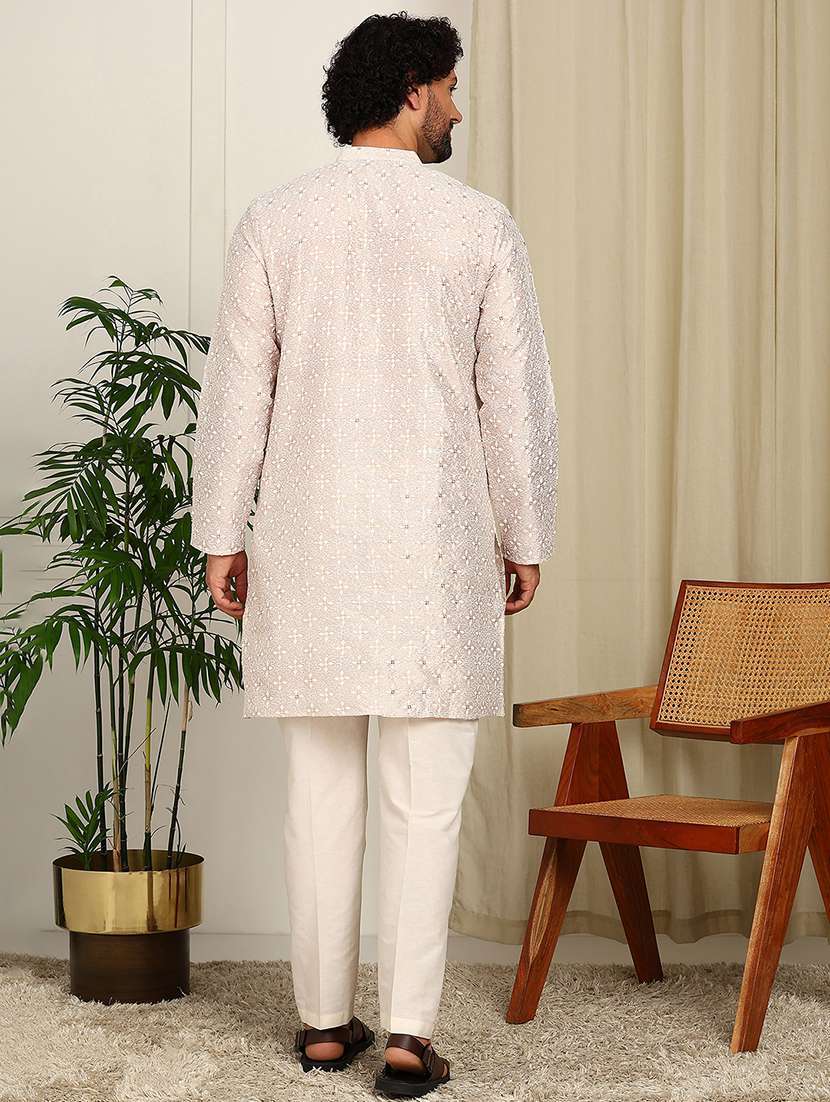 men mandarin neck long sleeve kurta - 22392586 -  Standard Image - 5