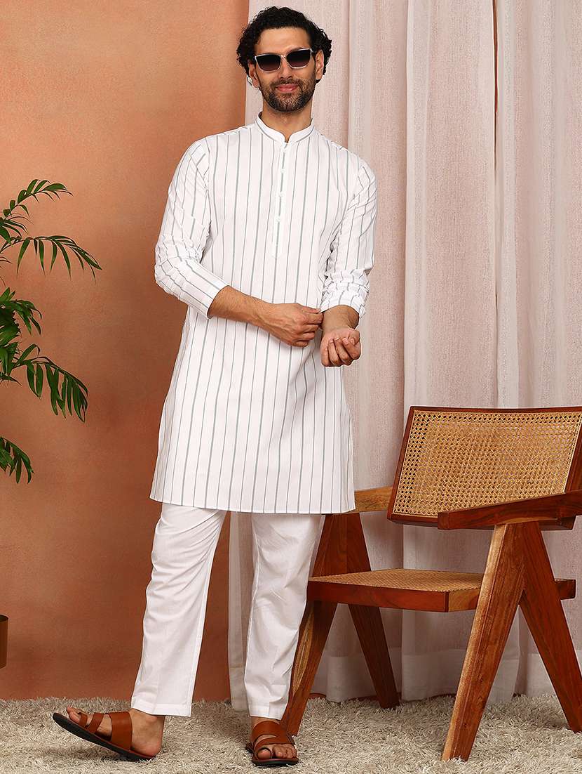 men mandarin neck long sleeve kurta