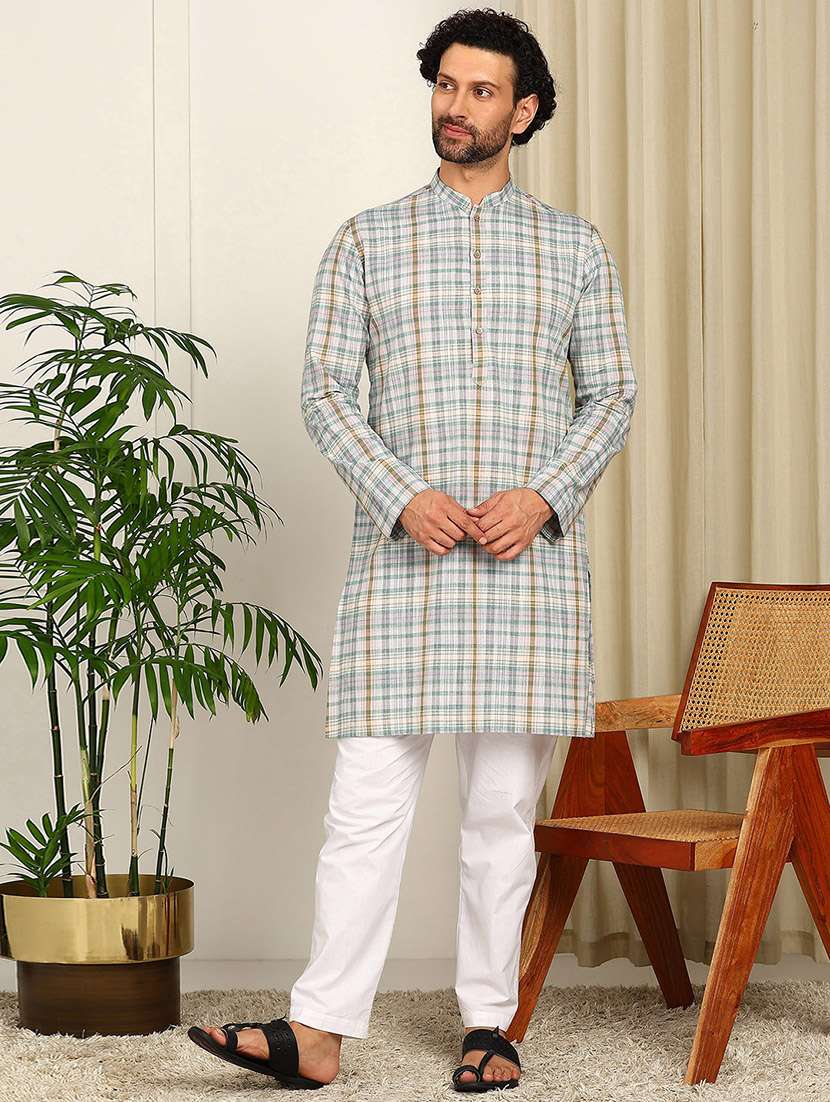 men mandarin neck long sleeve kurta - 22392596 -  Standard Image - 3