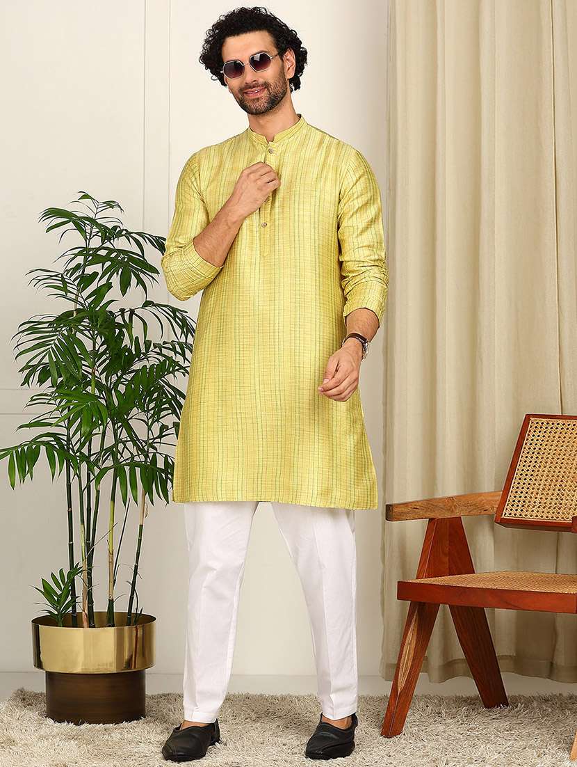 men mandarin neck long sleeve kurta