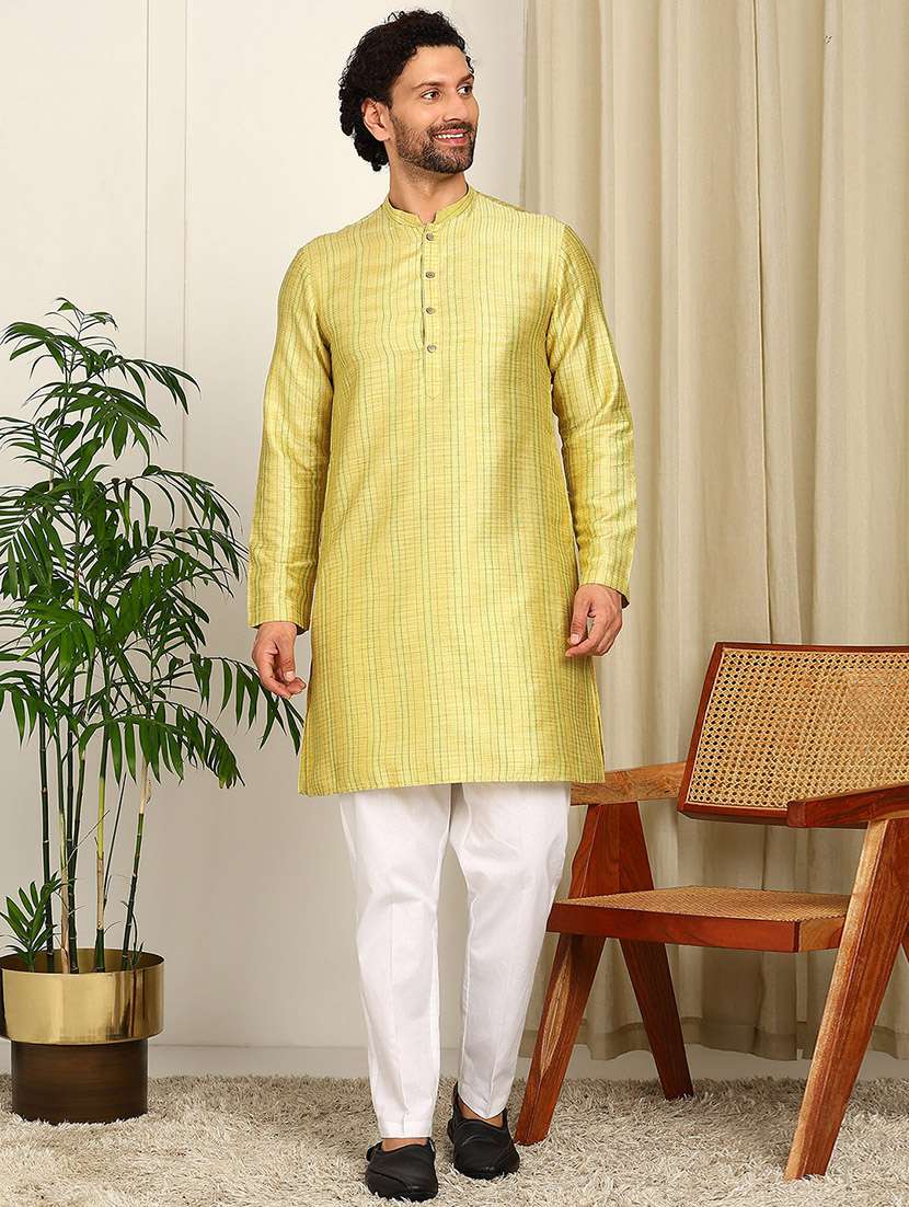 Men Mandarin Neck Long Sleeve Kurta - 22392598 -  Standard Image - 3