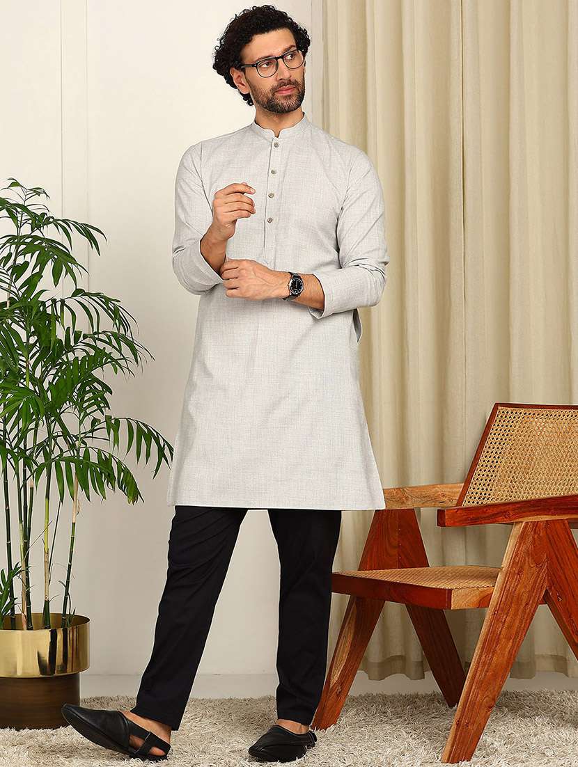 men mandarin neck long sleeve kurta