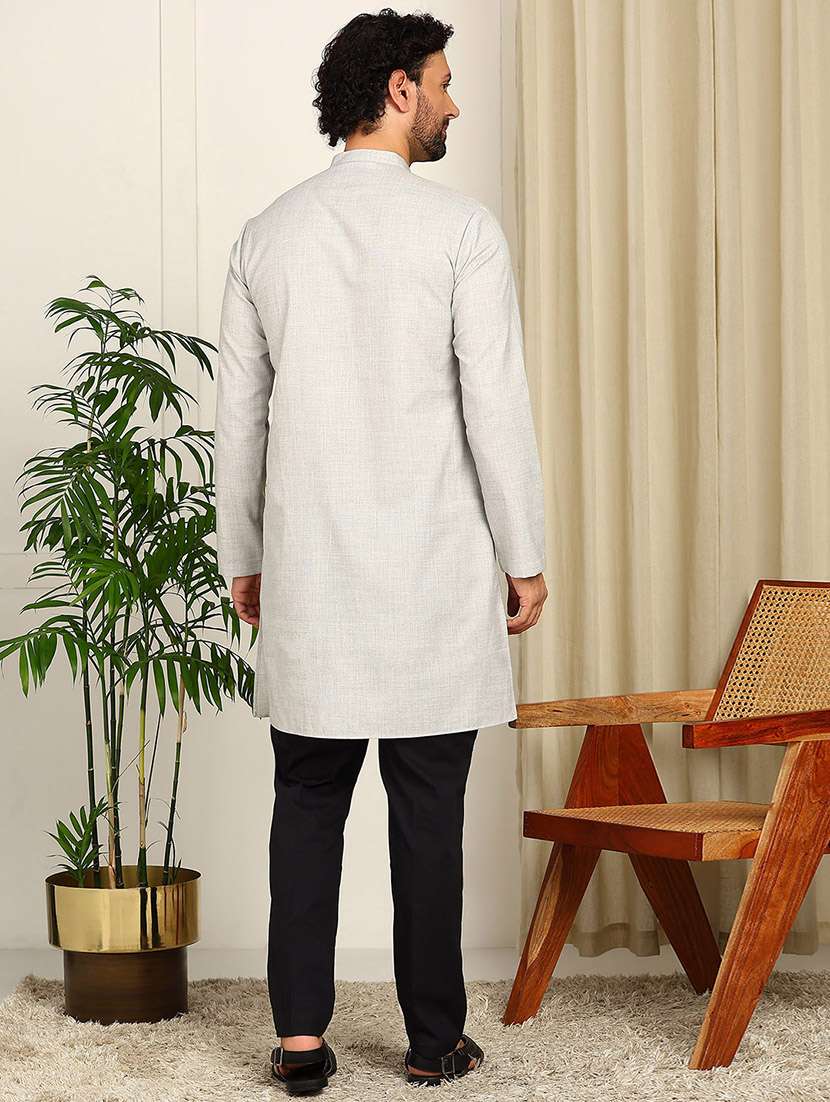 men mandarin neck long sleeve kurta - 22392600 -  Standard Image - 5