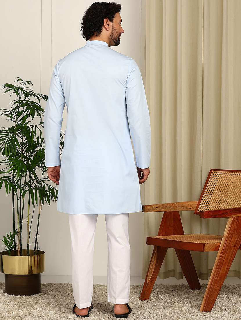 men mandarin neck long sleeve kurta - 22392603 -  Standard Image - 5