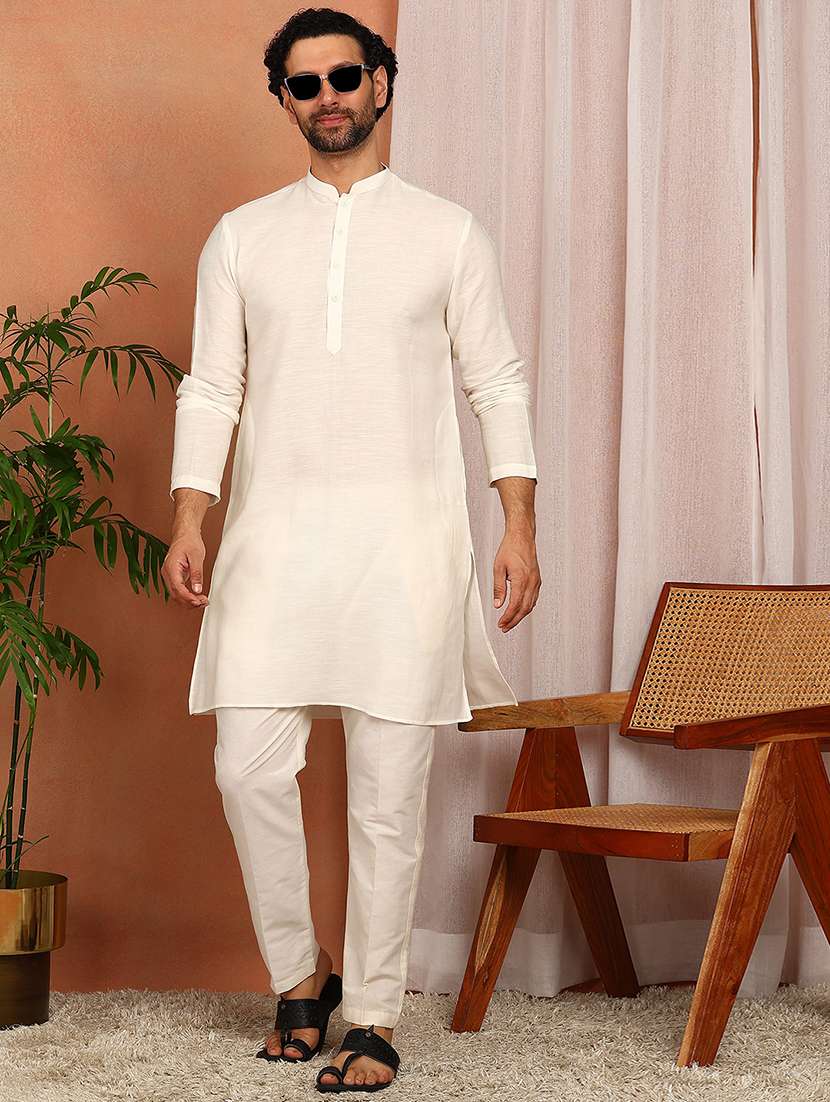 men mandarin neck long sleeve kurta