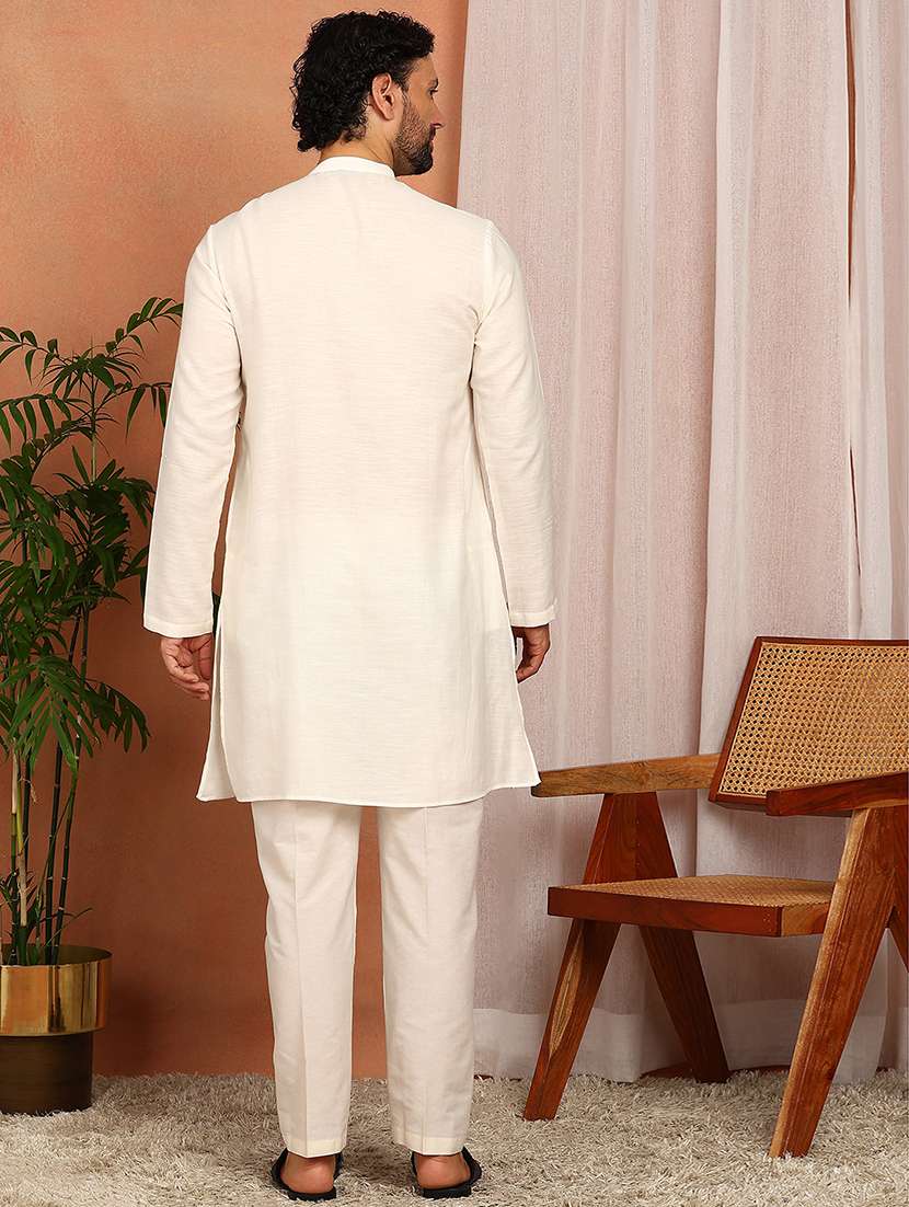 men mandarin neck long sleeve kurta - 22392610 -  Standard Image - 5