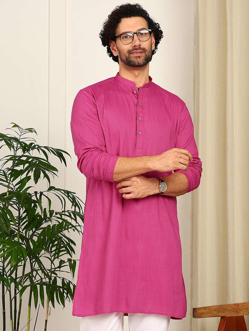 men mandarin neck long sleeve kurta - 22392614 -  Standard Image - 5