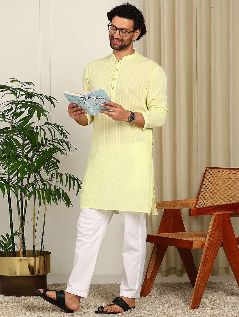 men mandarin neck long sleeve kurta