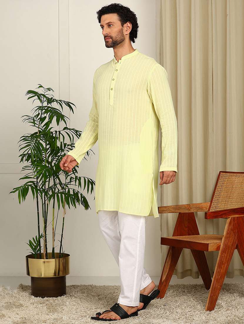 Men Mandarin Neck Long Sleeve Kurta - 22392618 -  Standard Image - 3