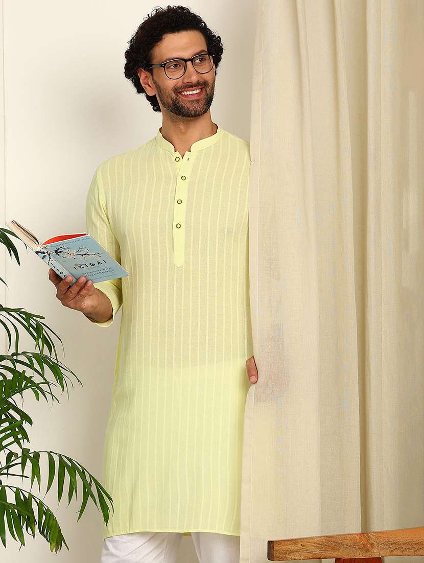 Men Mandarin Neck Long Sleeve Kurta - 22392618 -  Standard Image - 5