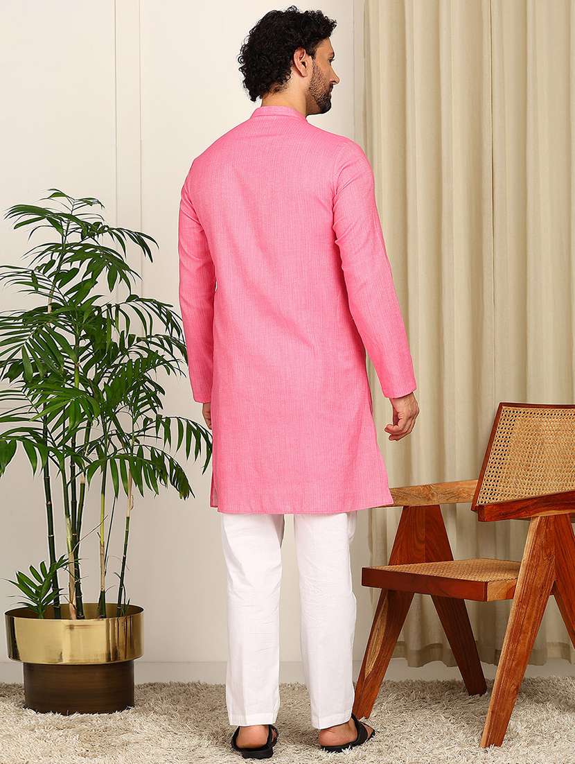men mandarin neck long sleeve kurta - 22392620 -  Standard Image - 5