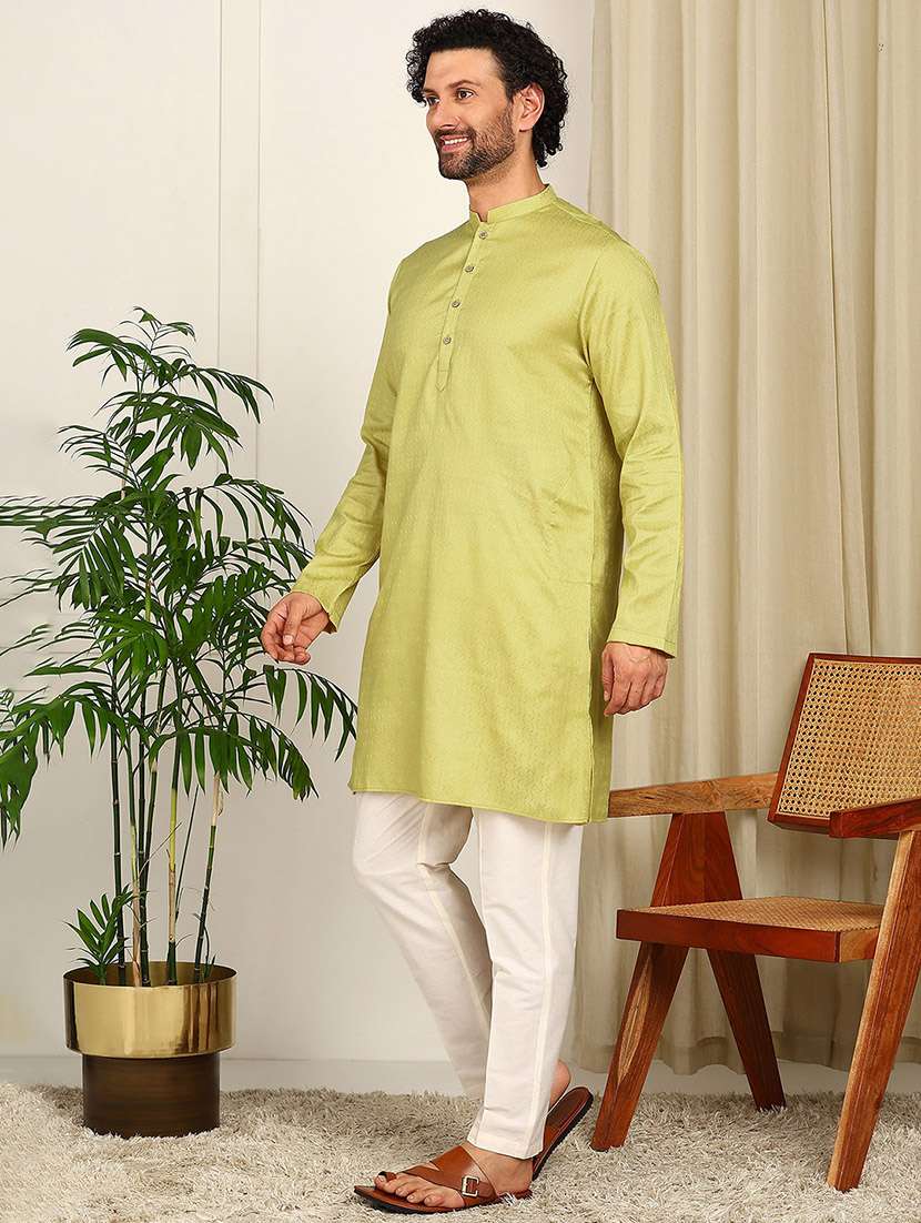 men mandarin neck long sleeve kurta - 22392623 -  Standard Image - 3
