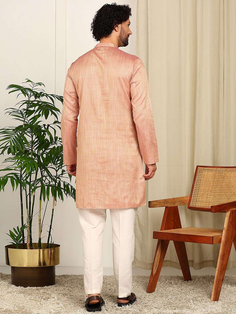 men mandarin neck long sleeve kurta - 22392625 -  Standard Image - 5