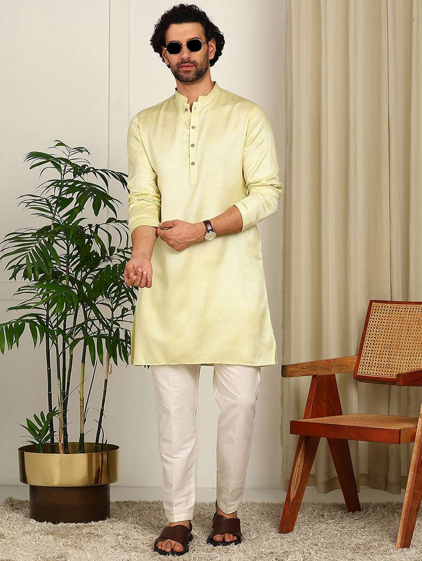 men mandarin neck long sleeve kurta