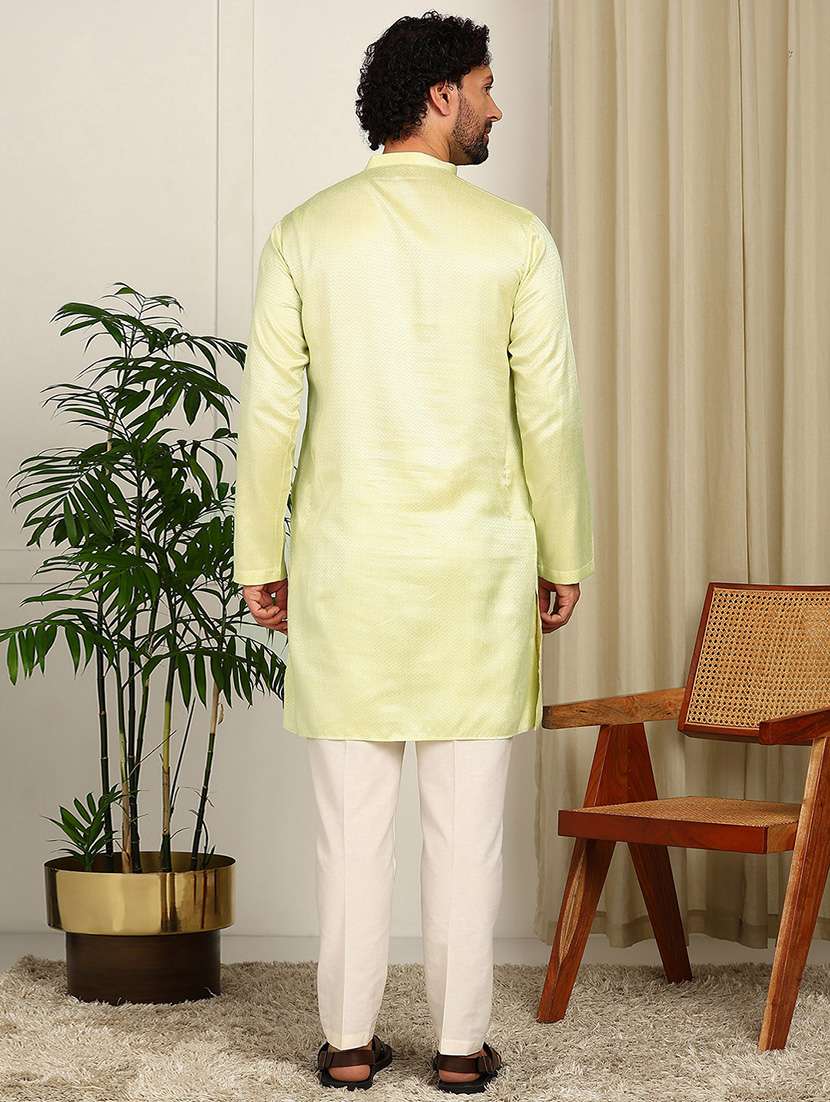 men mandarin neck long sleeve kurta - 22392626 -  Standard Image - 5