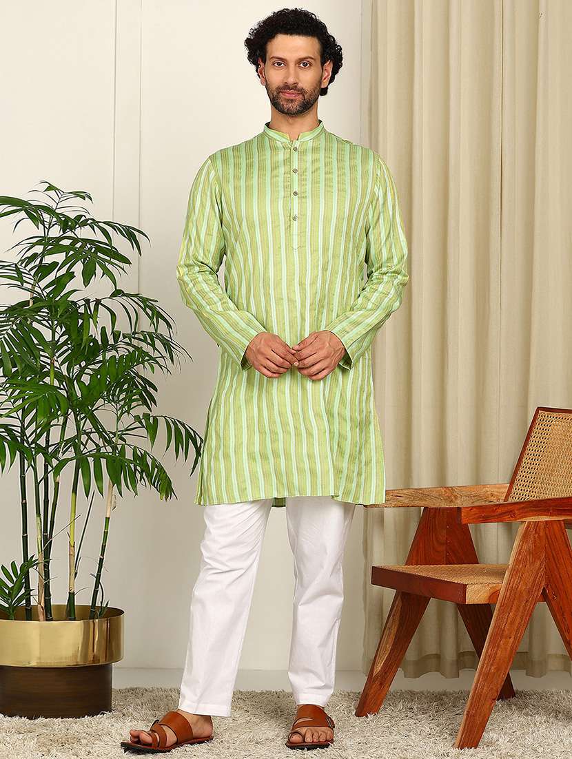 men mandarin neck long sleeve kurta