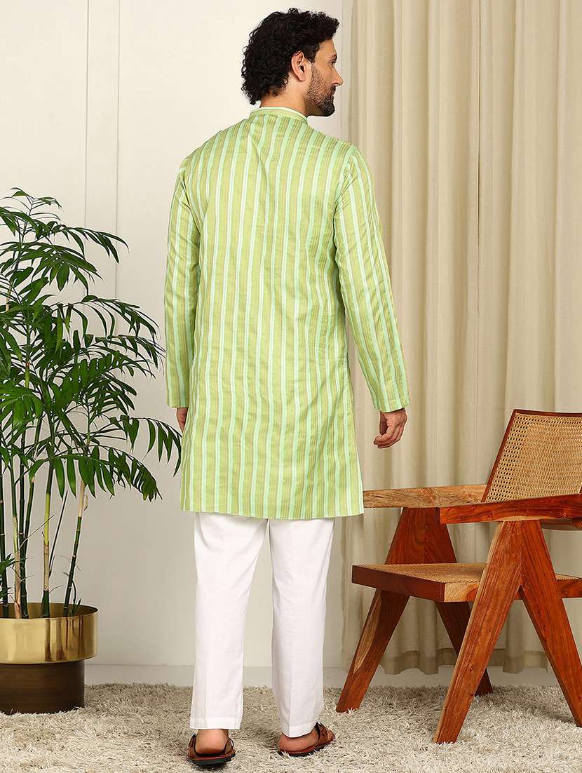 men mandarin neck long sleeve kurta - 22392627 -  Standard Image - 5