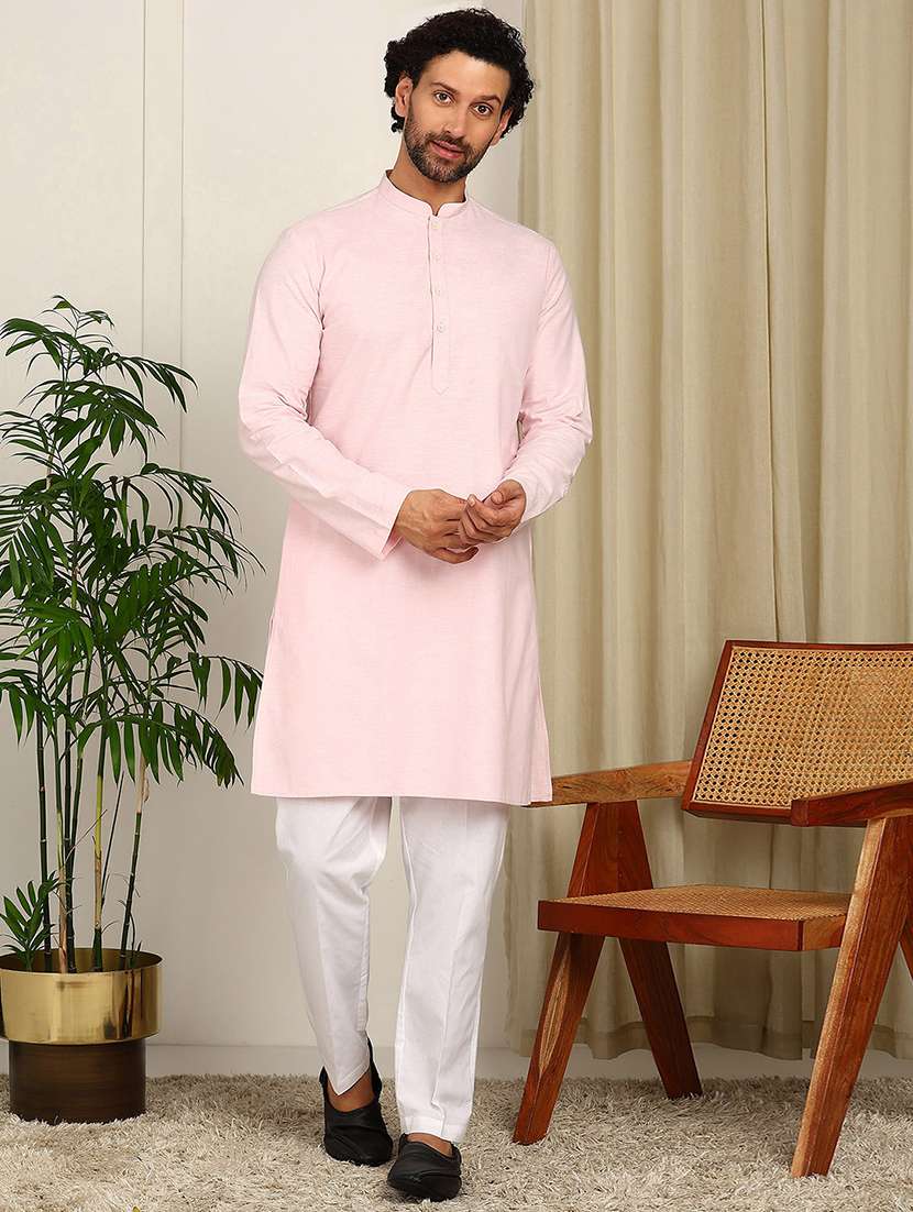 men mandarin neck long sleeve kurta