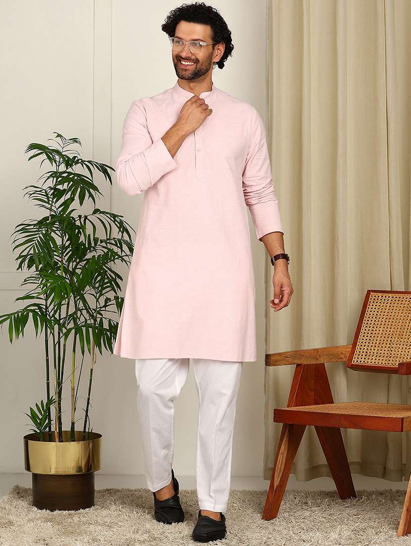 men mandarin neck long sleeve kurta - 22392629 -  Standard Image - 3