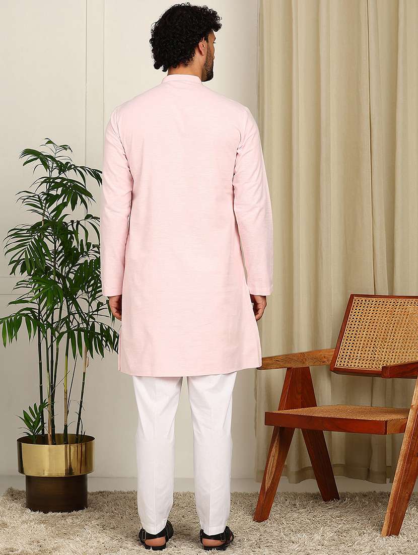 men mandarin neck long sleeve kurta - 22392629 -  Standard Image - 5