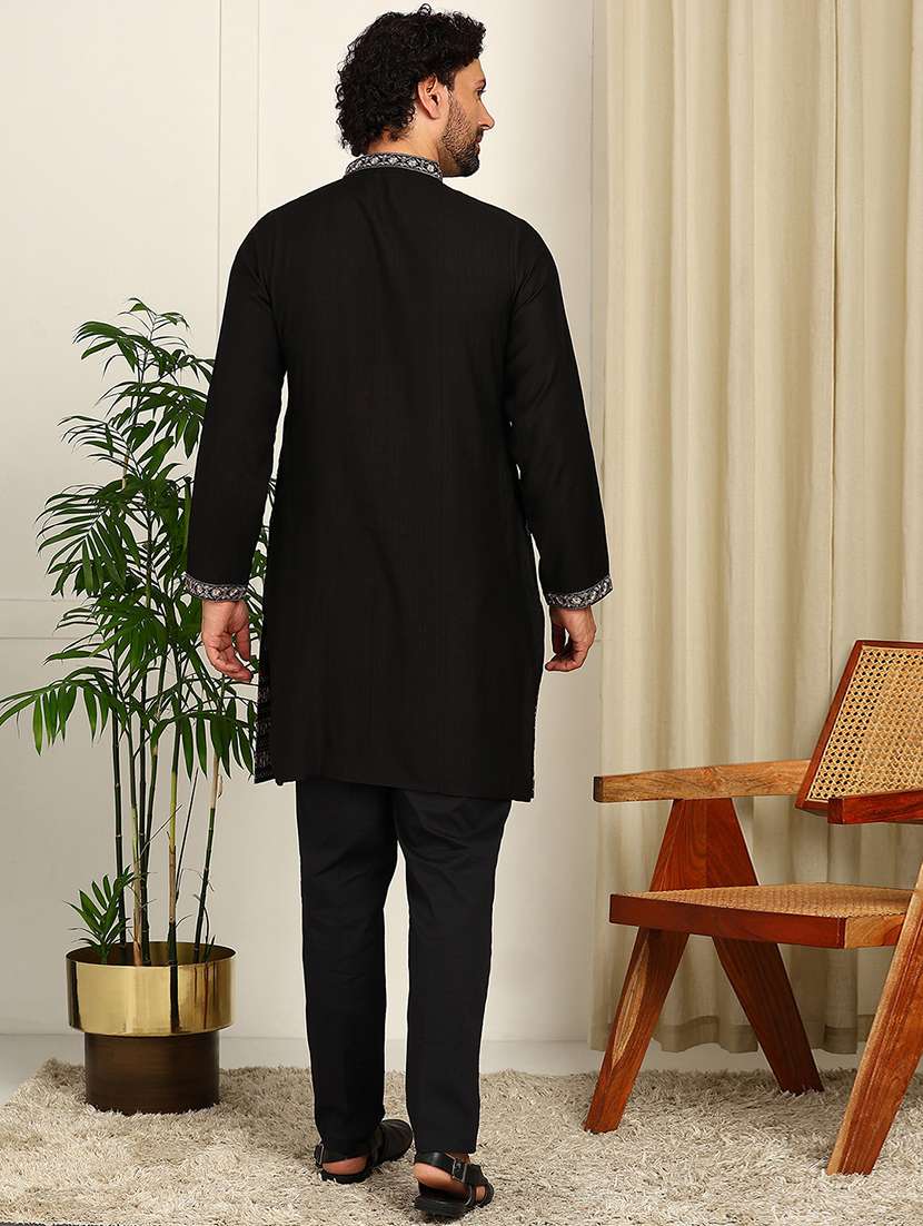 men mandarin neck long sleeve kurta - 22392637 -  Standard Image - 5