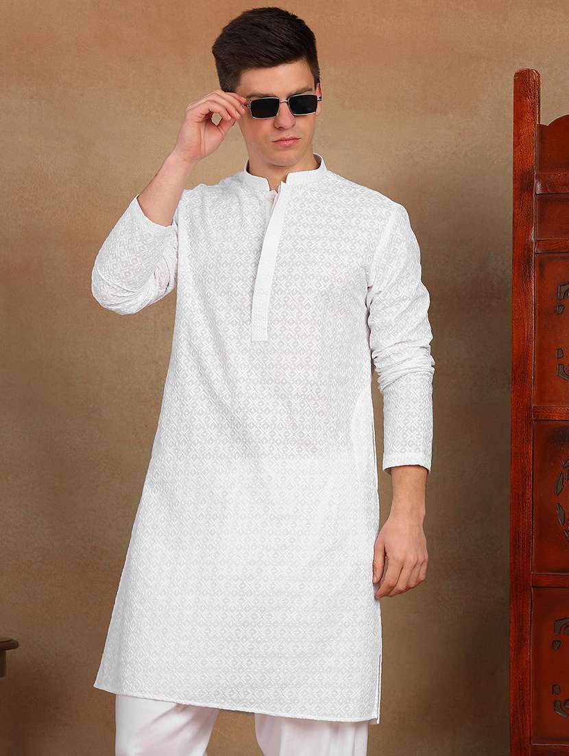 men mandarin neck long sleeve kurta