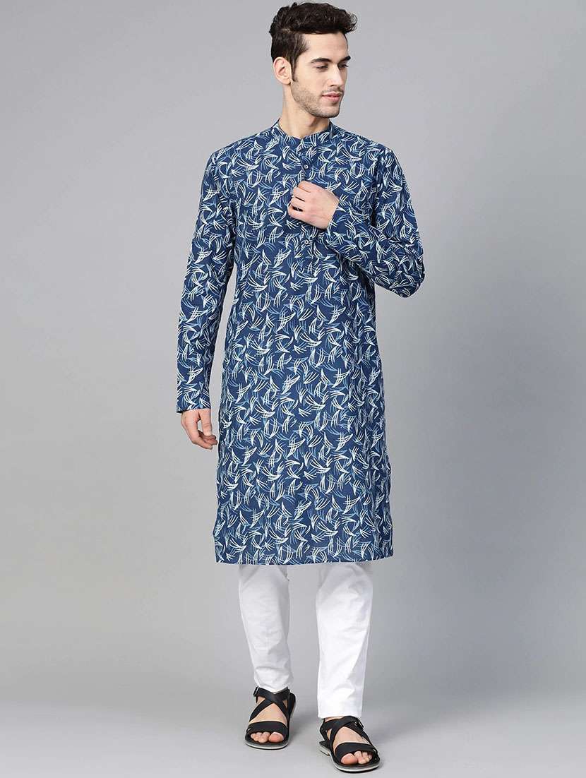 men mandarin neck long sleeve kurta