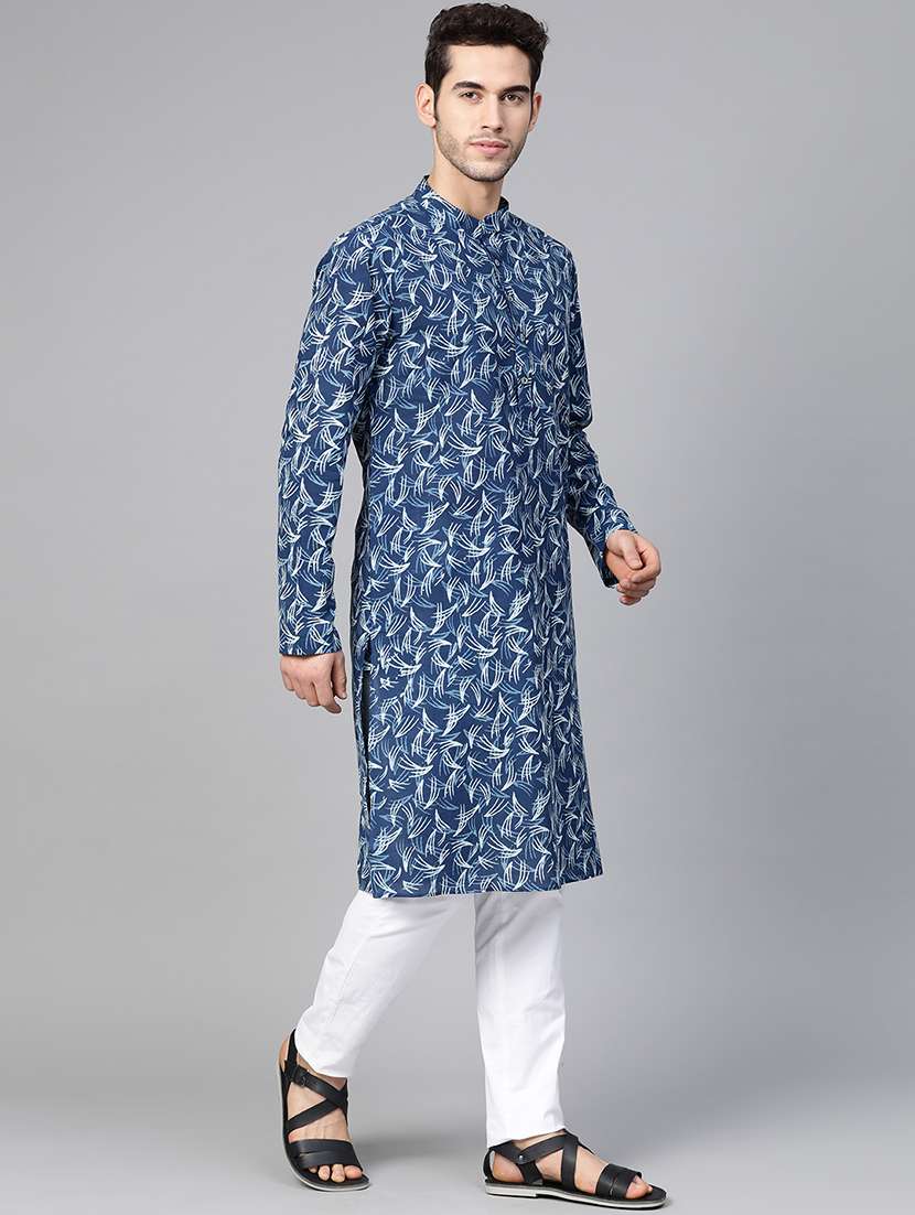 men mandarin neck long sleeve kurta - 22392643 -  Standard Image - 3