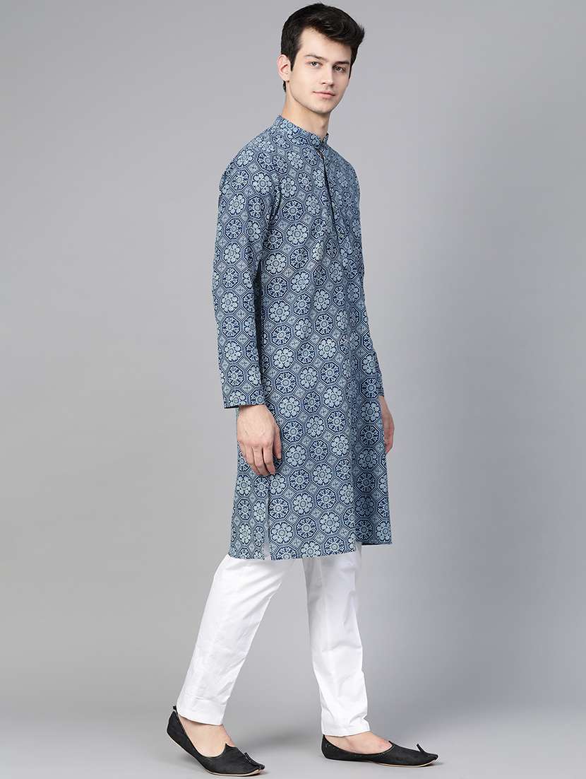 Men Mandarin Neck Long Sleeve Kurta - 22392644 -  Standard Image - 3