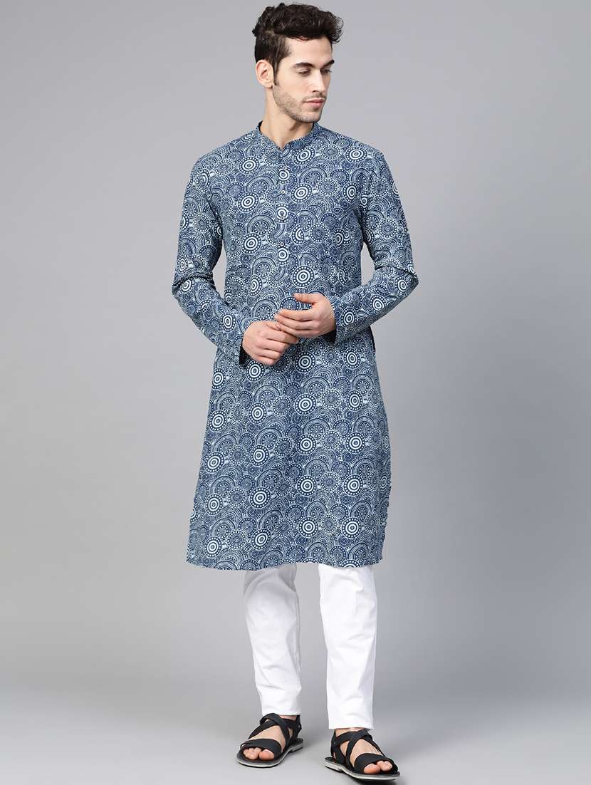 men mandarin neck long sleeve kurta