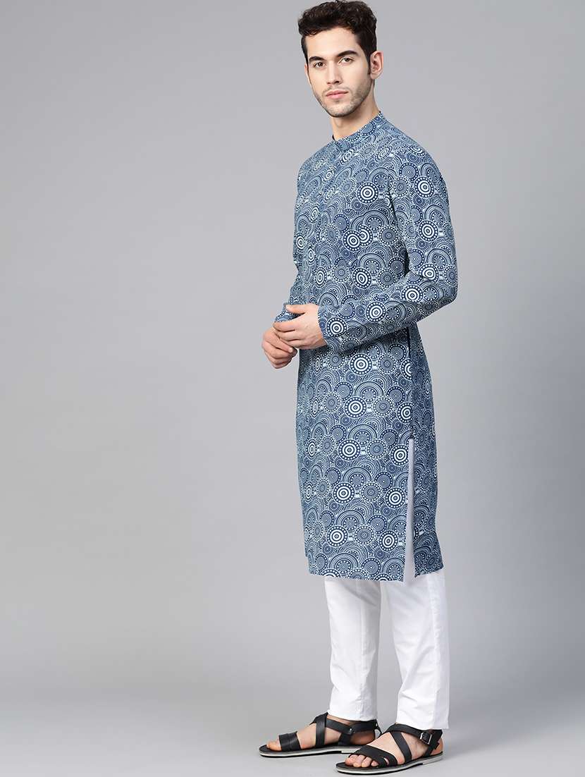 men mandarin neck long sleeve kurta - 22392645 -  Standard Image - 3