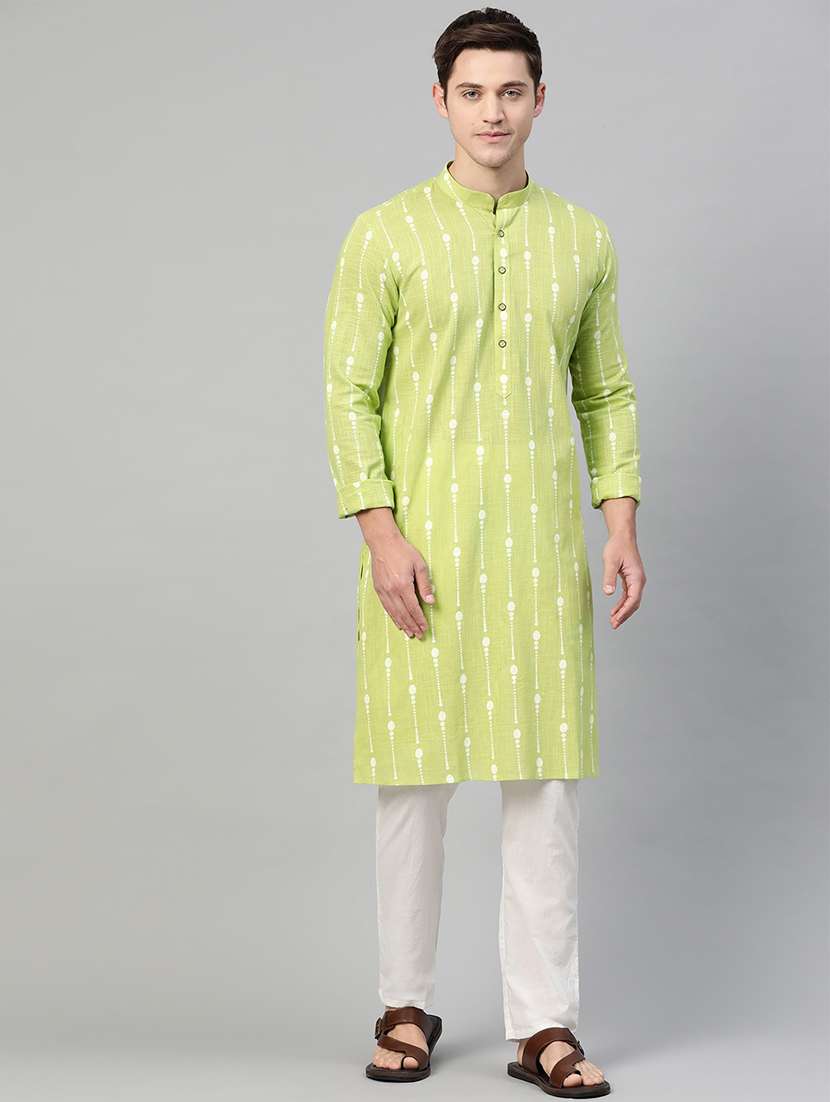 men mandarin neck long sleeve kurta
