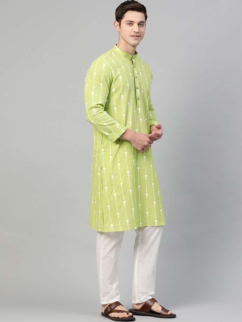 men mandarin neck long sleeve kurta - 22392647 -  Standard Image - 3