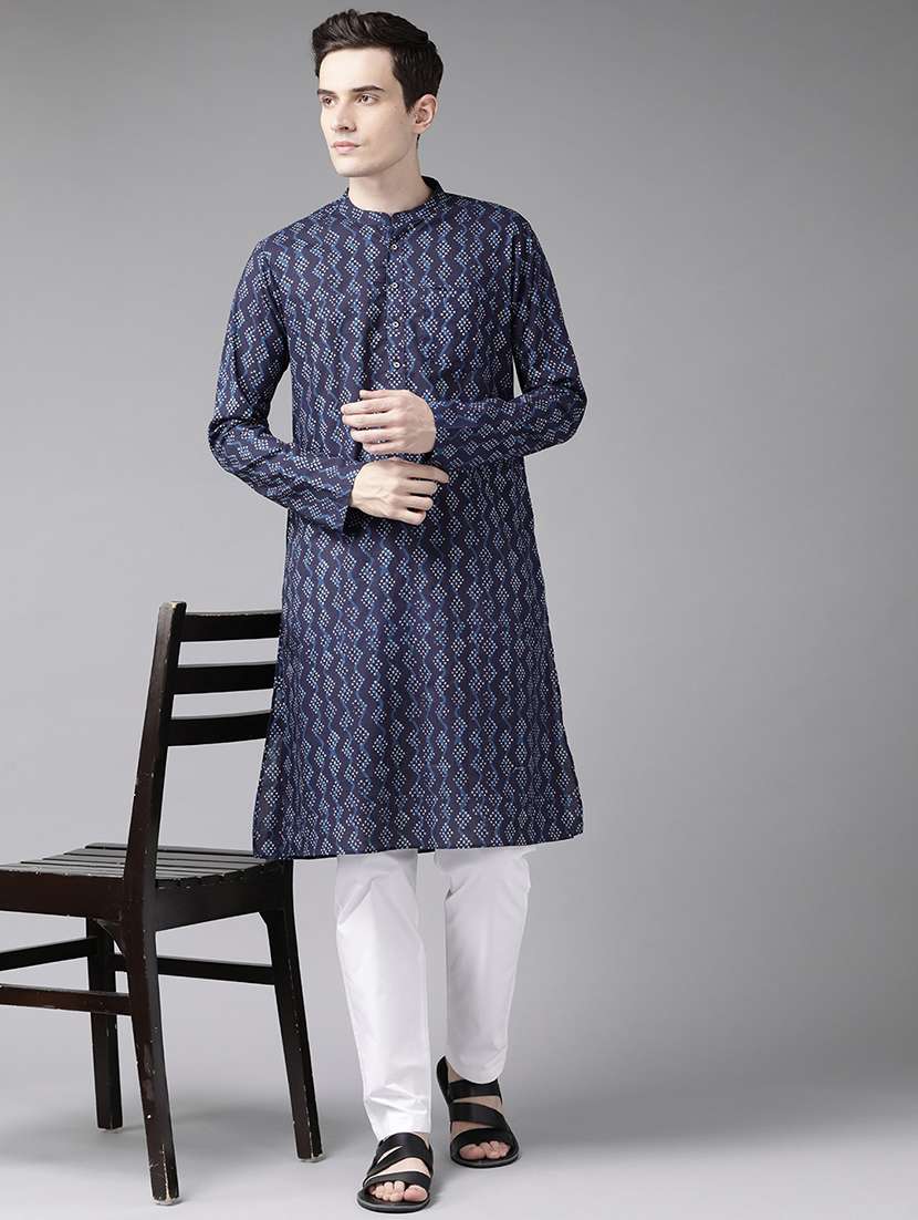 men mandarin neck long sleeve kurta