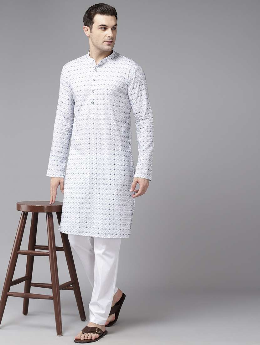 men mandarin neck long sleeve kurta