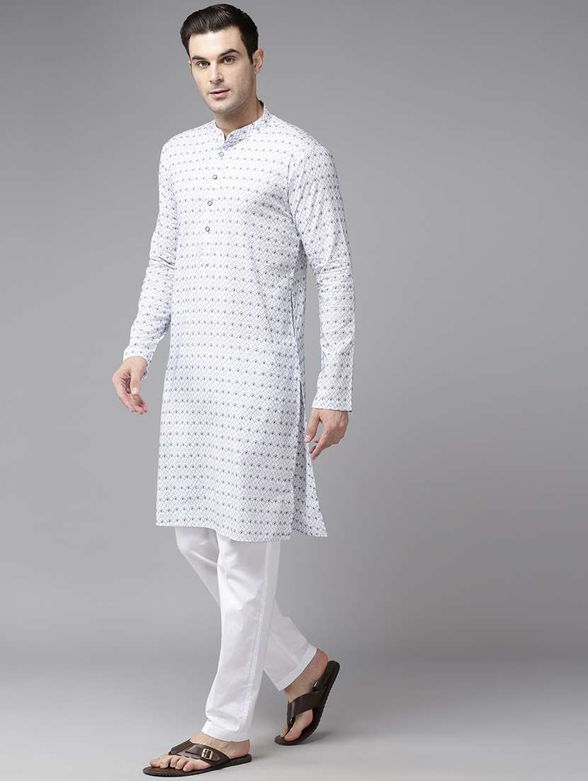 men mandarin neck long sleeve kurta - 22392686 -  Standard Image - 3