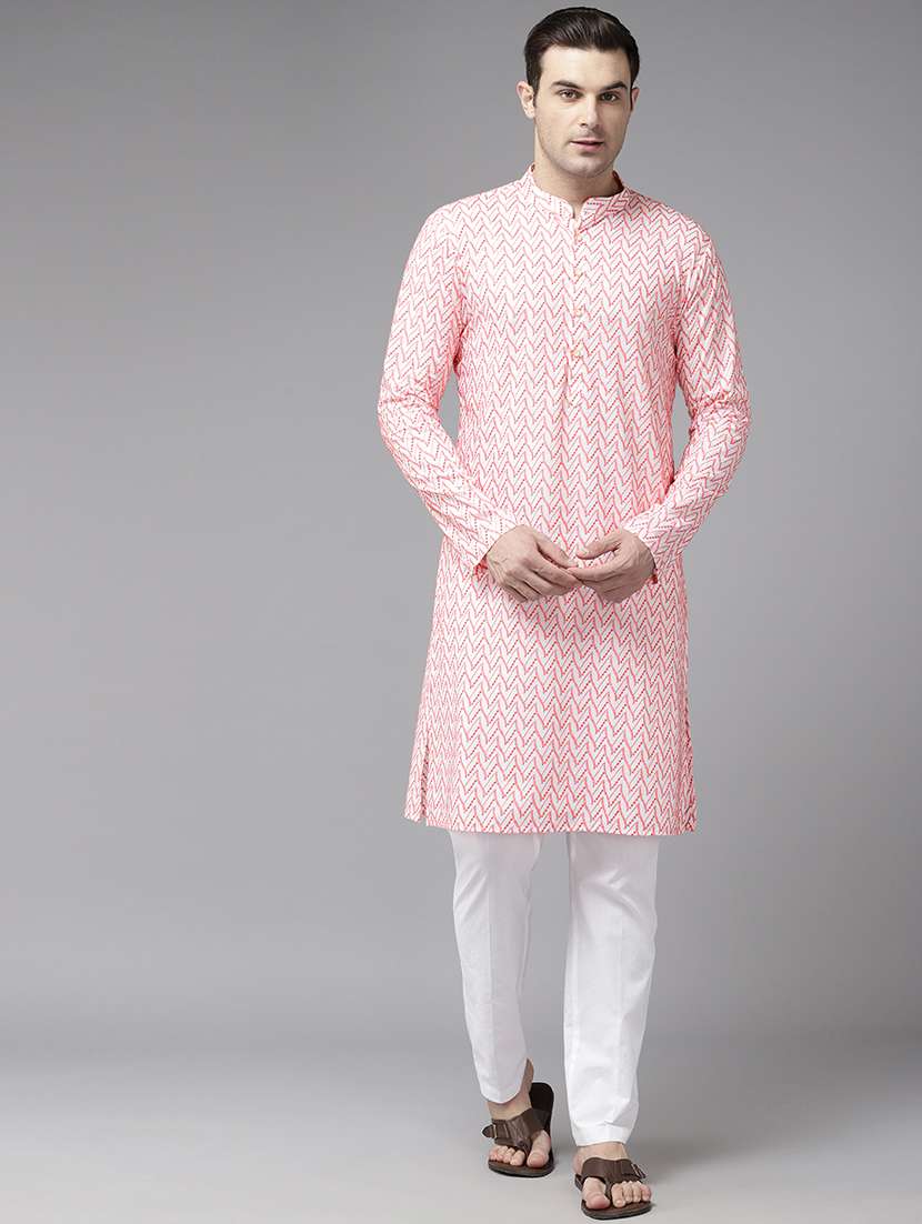 men mandarin neck long sleeve kurta